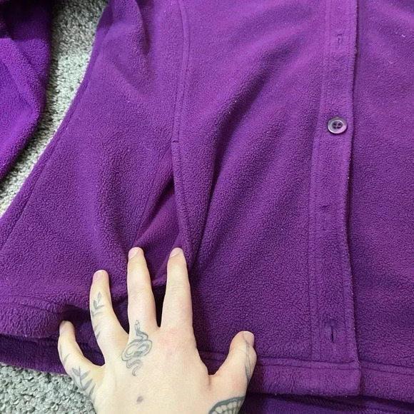 Lands' End Jacket Vintage Texture Fleece Polartec Womens Button Shacket Warm 90s - Picture 9 of 10